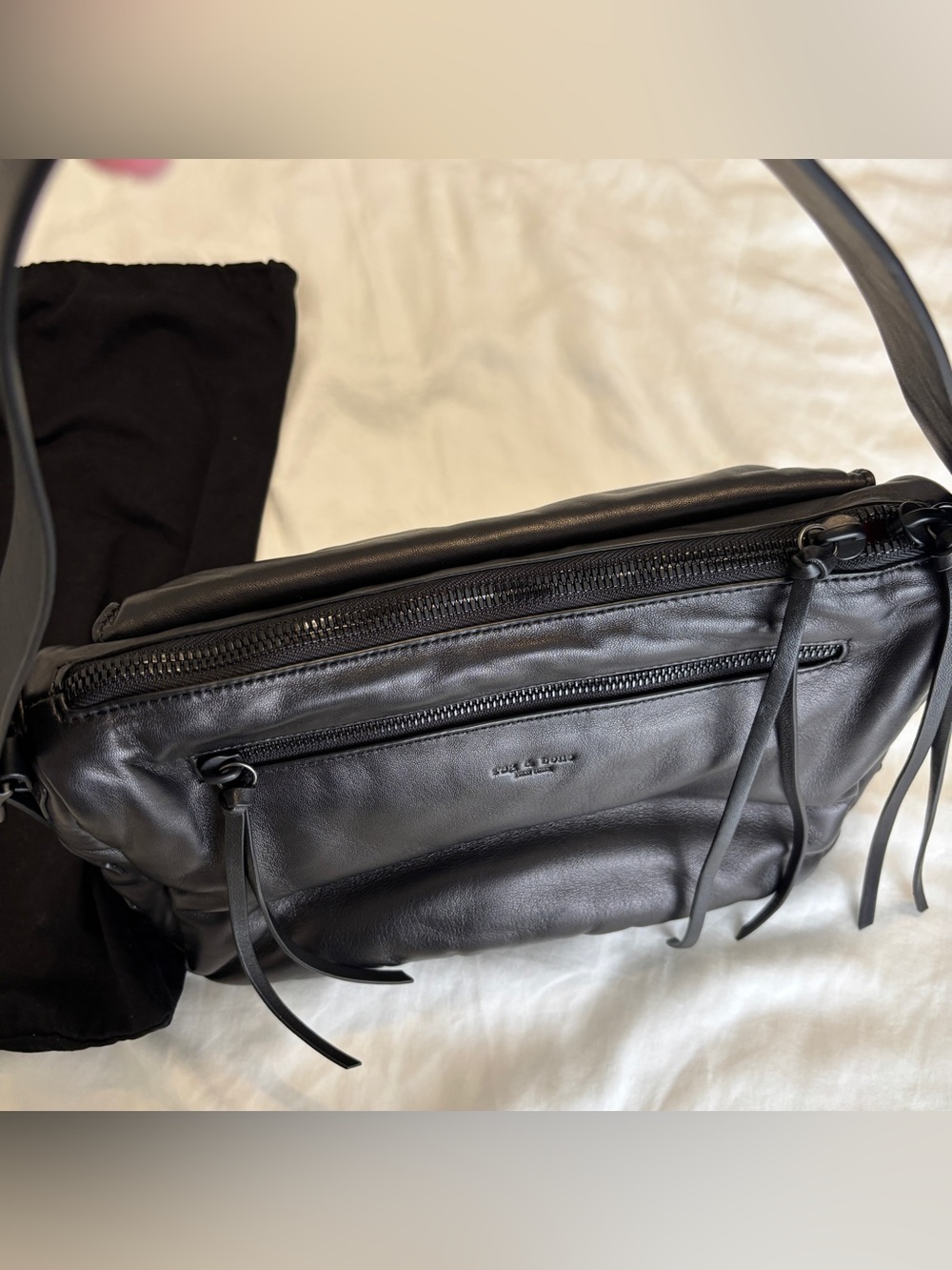 Rag & bone black gunmetal puffy field messenger bag - Picture 12 of 16